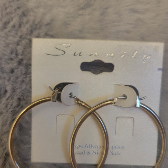 Christmas Holiday Gold Hoop Earrings - Picture 4 of 6